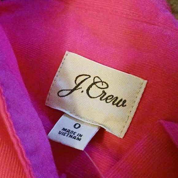 J CREW Corduroy Ruffleneck Hot Pink Button Down Shirt Sz 0 NWT - Picture 10 of 12